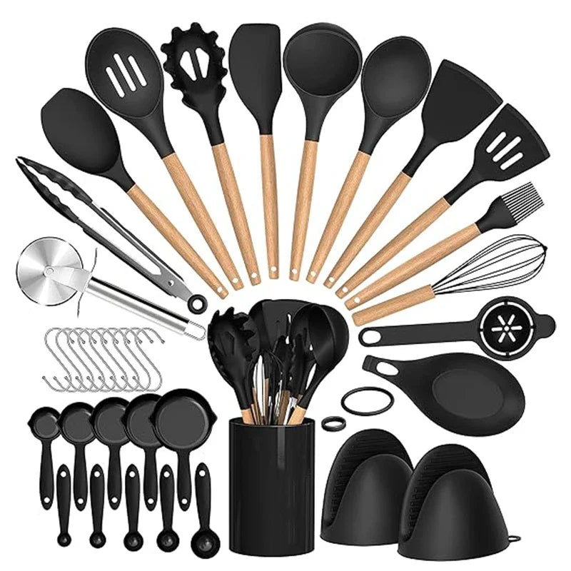 Silicone Cooking Utensils Set With Holder (36Pcs)